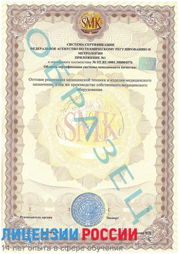Образец сертификата соответствия (приложение) Адлер Сертификат ISO 13485